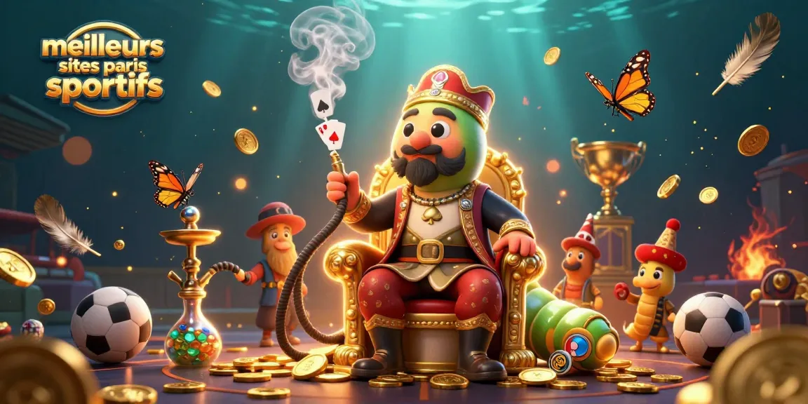 Image captivante illustrant les meilleurs sites paris sportifs avec un maître du hookah et des éléments de jeu.