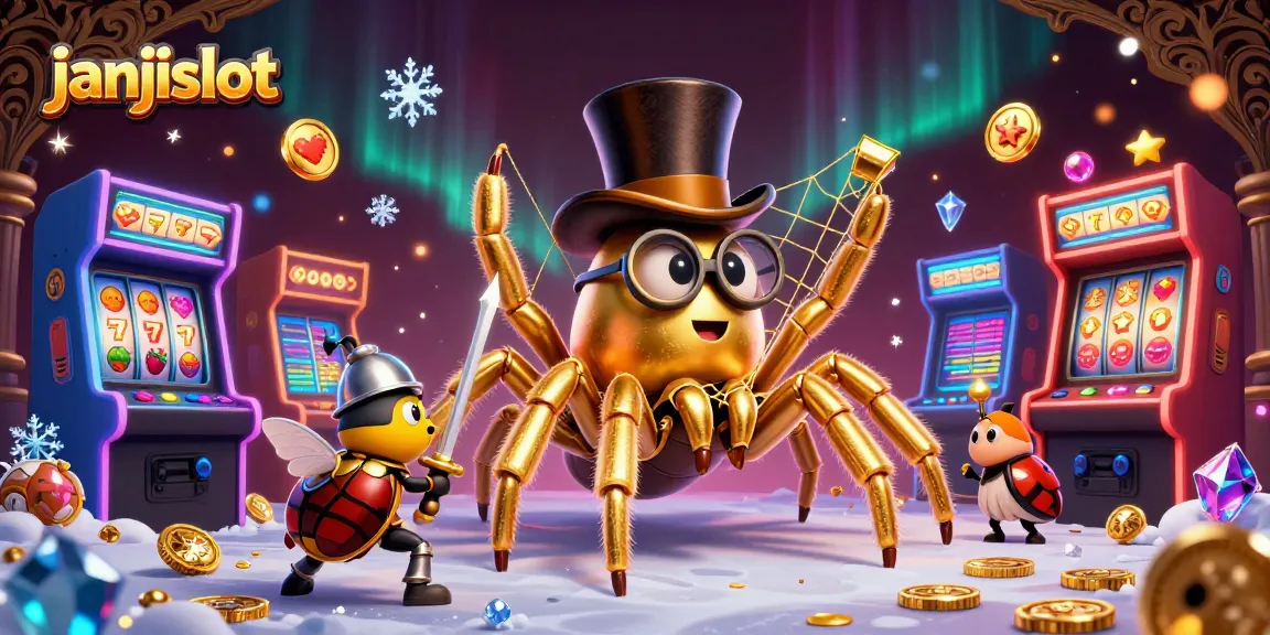 Play janjislot with immersive 3D casino visuals featuring vibrant characters and slot elements.